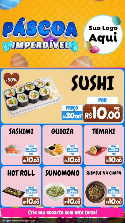 Modelo de Rede Social para Stories com o tema Páscoa Imperdível para Comida japonesa