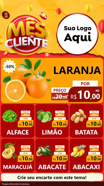 Modelo de Rede Social para Stories com o tema Mês do Cliente para Hortifrúti