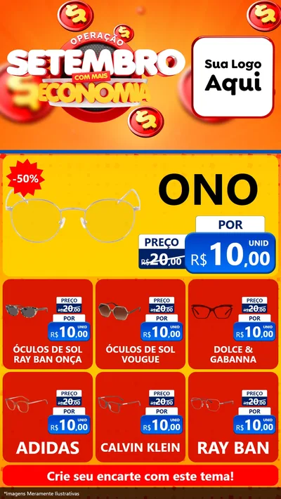 Modelo de Rede Social para Stories com o tema Operação Setembro Com Muita Economia para Óticas