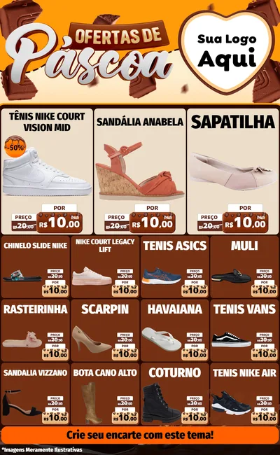 Modelo de Encarte para Encarte Grande com o tema Ofertas de Páscoa para Calçados