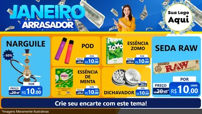 Modelo de TV para TV Horizontal com o tema Janeiro Arrasador para Tabacaria