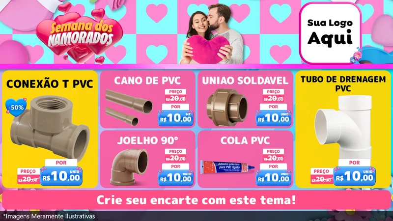 Modelo de TV para TV Horizontal com o tema Semana dos Namorados para Tubos e conexões