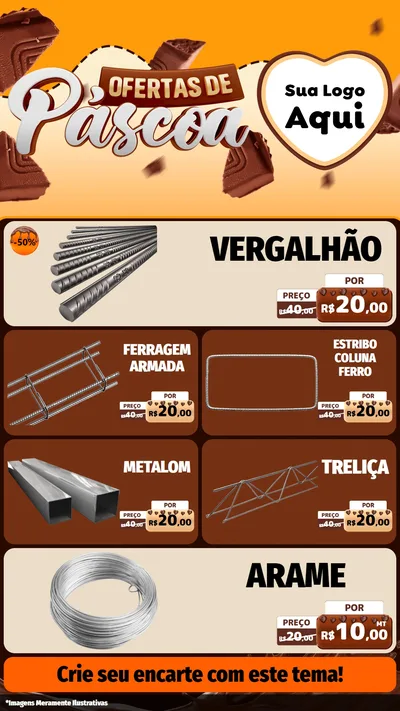 Modelo de TV para TV Vertical com o tema Ofertas de Páscoa para Ferragens