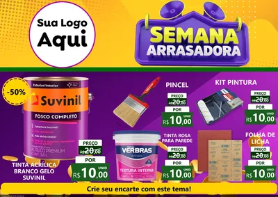 Modelo de Encarte para Encarte A4 Horizontal com o tema Semana Arrasadora para Tintas e Ferramentas