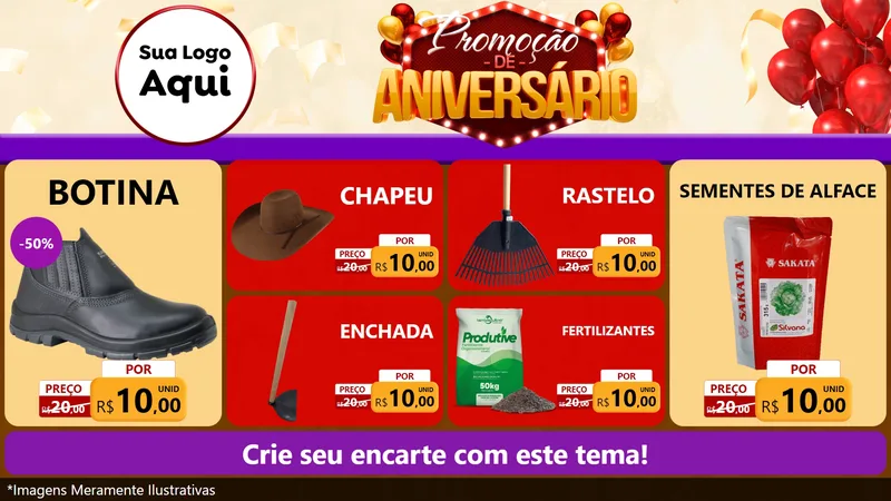 Modelo de TV para TV Horizontal com o tema Promoção de Aniversário para Agropecuária