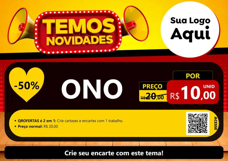 Modelo de Cartaz para Cartaz A4 Horizontal com o tema Temos Novidades para Óticas