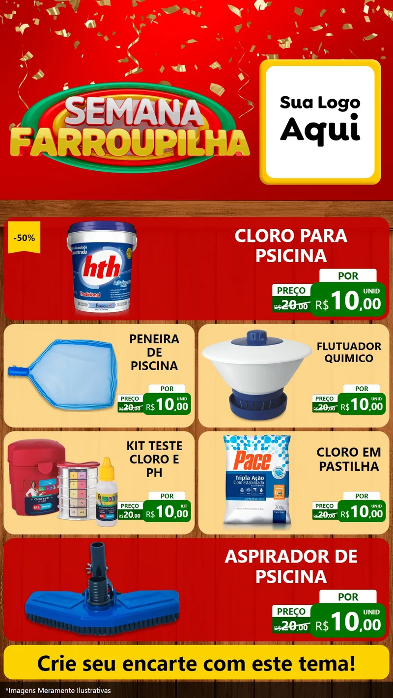 Modelo de TV para TV Vertical com o tema Semana Farroupilha para Produtos para Piscina