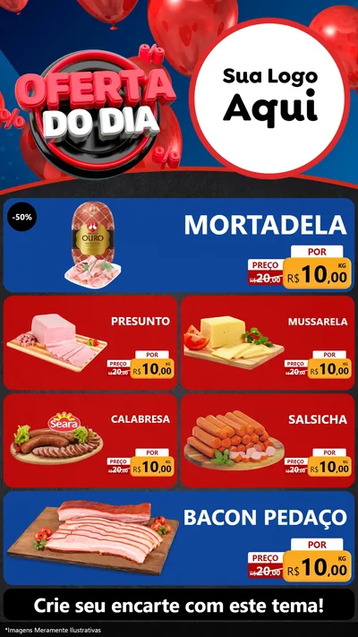 Modelo de TV para TV Vertical com o tema Oferta do Dia para Frios e Laticínios