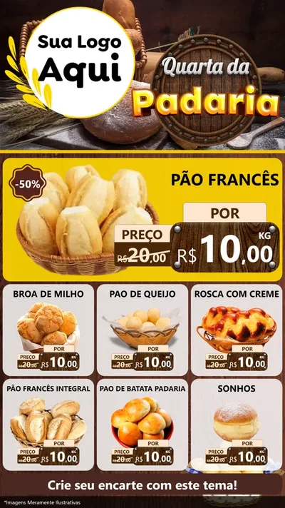 Modelo de Rede Social para Stories com o tema Quarta da Padaria para Padaria