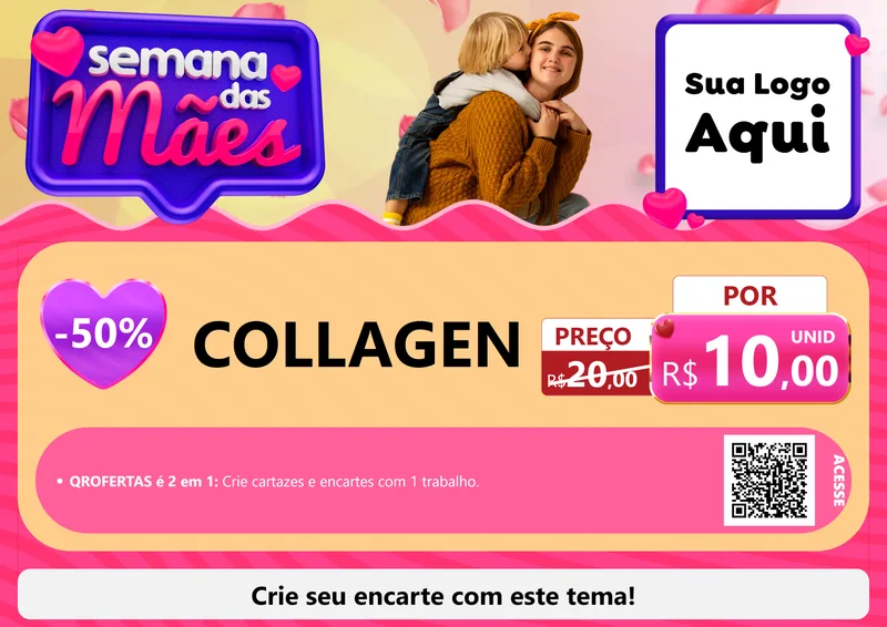 Modelo de Cartaz para Cartaz A4 Horizontal com o tema Semana das Mães para Suplementos alimentares