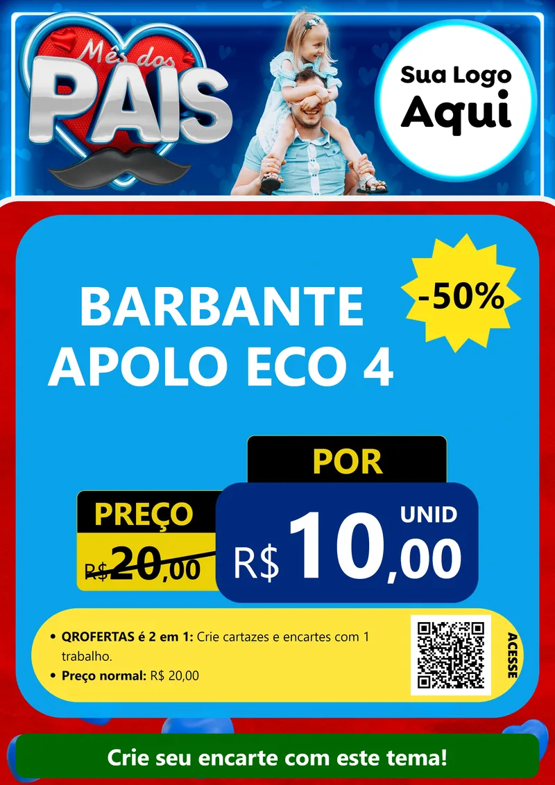 Modelo de Cartaz para Cartaz A4 Vertical com o tema Mês Dos Pais para Armarinho e Aviamentos