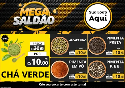 Modelo de Encarte para Encarte A4 Horizontal com o tema Mega Saldão para Produtos Naturais