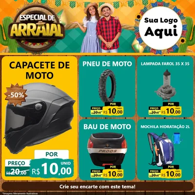 Modelo de Rede Social para Feed Facebook com o tema Especial De Arraial para Moto peças