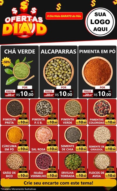 Modelo de Encarte para Encarte Grande com o tema Ofertas Dia D para Produtos Naturais