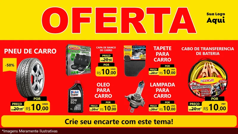 Modelo de TV para TV Horizontal com o tema OFERTA - Vermelho Cartaz para Auto peças