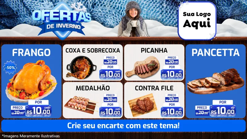 Modelo de TV para TV Horizontal com o tema Ofertas de Inverno para Assados