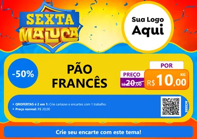 Modelo de Cartaz para Cartaz A4 Horizontal com o tema Sexta Maluca para Padaria