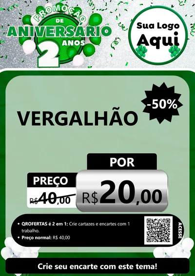 Modelo de Cartaz para Cartaz A4 Vertical com o tema Promoção de Aniversário - 2 Anos para Ferragens