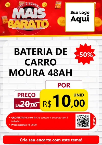 Modelo de Cartaz para Cartaz A4 Vertical com o tema Mais Barato para Baterias Elétricas