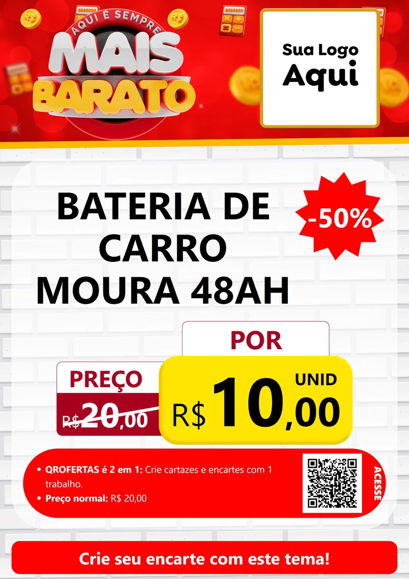 Modelo de Cartaz para Cartaz A4 Vertical com o tema Mais Barato para Baterias Elétricas