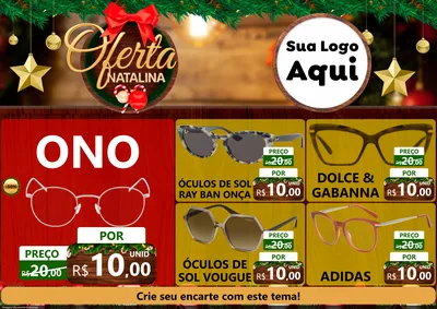 Modelo de Encarte para Encarte A4 Horizontal com o tema Ofertas Natalina para Óticas