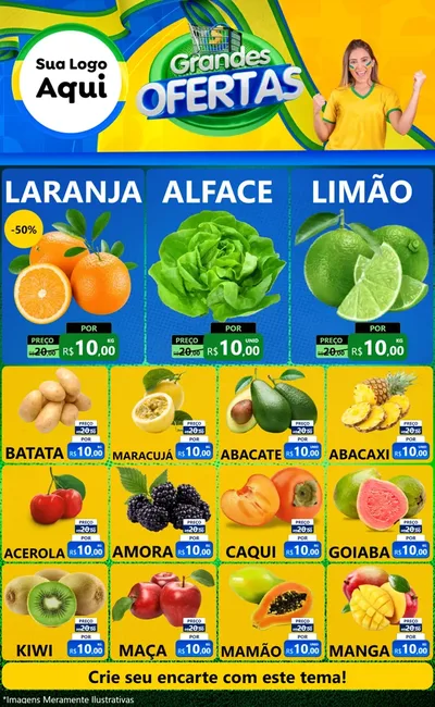 Modelo de Encarte para Encarte Grande com o tema Grandes Ofertas para Hortifrúti