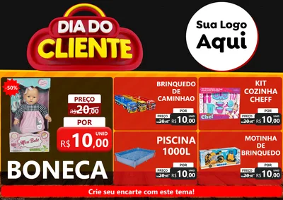 Modelo de Encarte para Encarte A4 Horizontal com o tema Dia do Cliente para Brinquedos