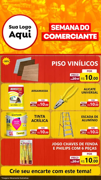 Modelo de TV para TV Vertical com o tema Semana do Comerciante para Material para Construção