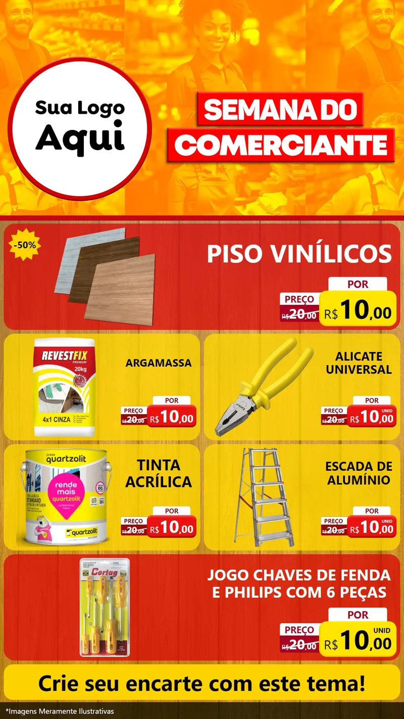Modelo de TV para TV Vertical com o tema Semana do Comerciante para Material para Construção