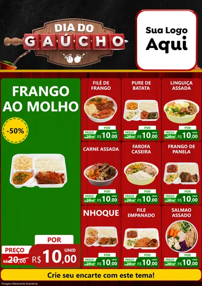 Modelo de Encarte para Encarte A4 Vertical com o tema Dia do Gaúcho para Restaurante