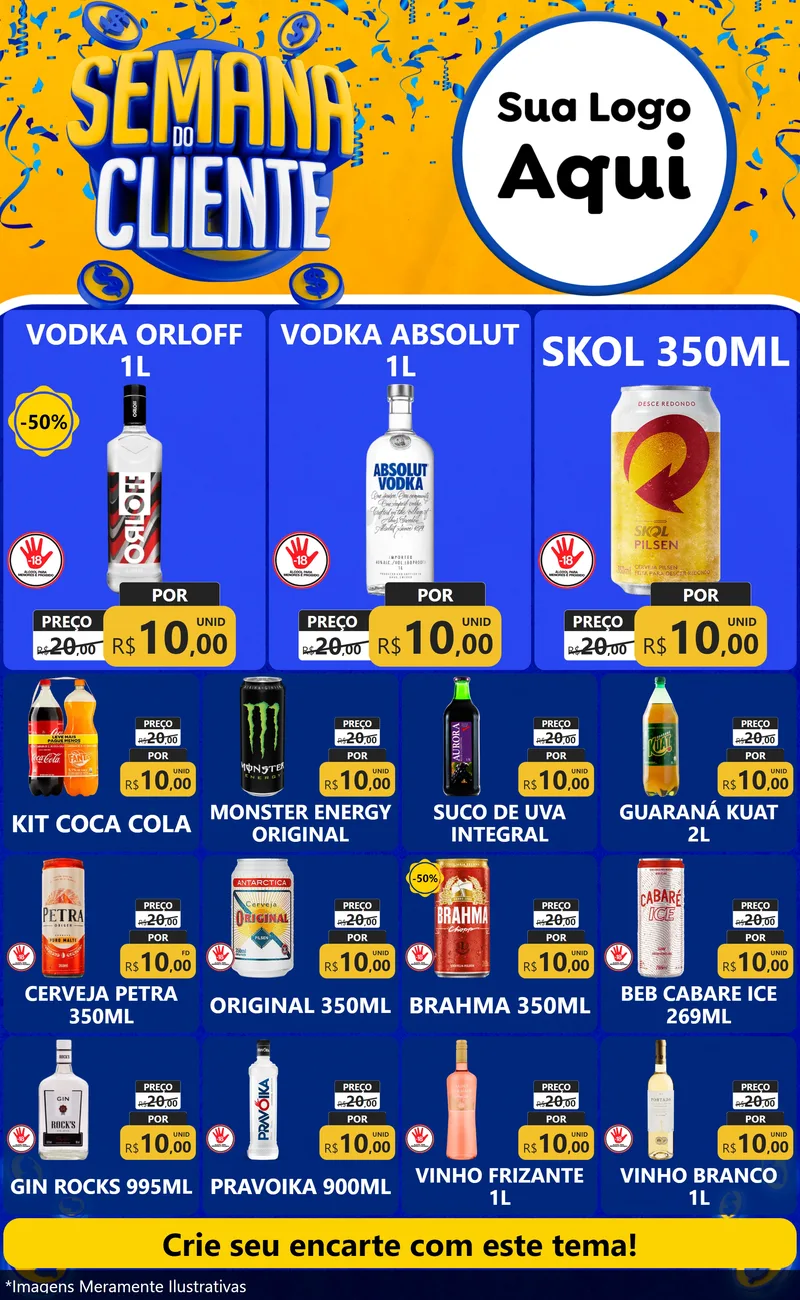 Modelo de Encarte para Encarte Grande com o tema Semana do Cliente para Distribuidora de bebidas