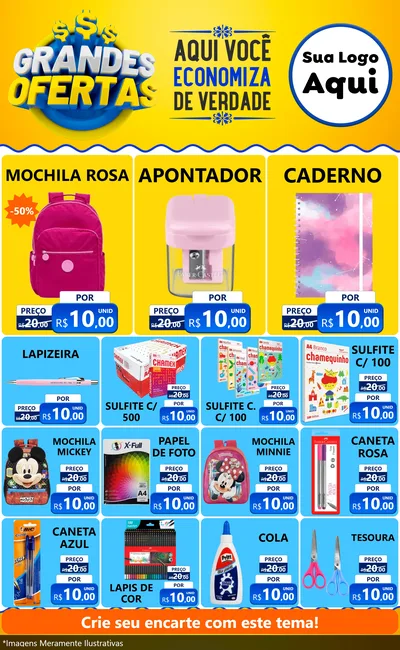 Modelo de Encarte para Encarte Grande com o tema Grandes Ofertas para Papelaria