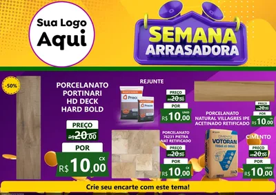 Modelo de Encarte para Encarte A4 Horizontal com o tema Semana Arrasadora para Pisos e revestimentos