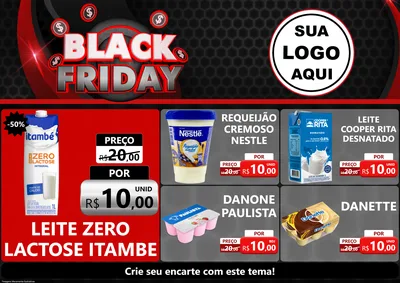 Modelo de Encarte para Encarte A4 Horizontal com o tema Black Friday para Frios e Laticínios