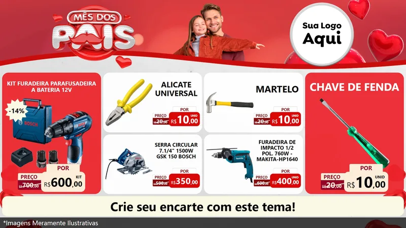 Modelo de TV para TV Horizontal com o tema Mês dos Pais para Maquinas e Ferramentas