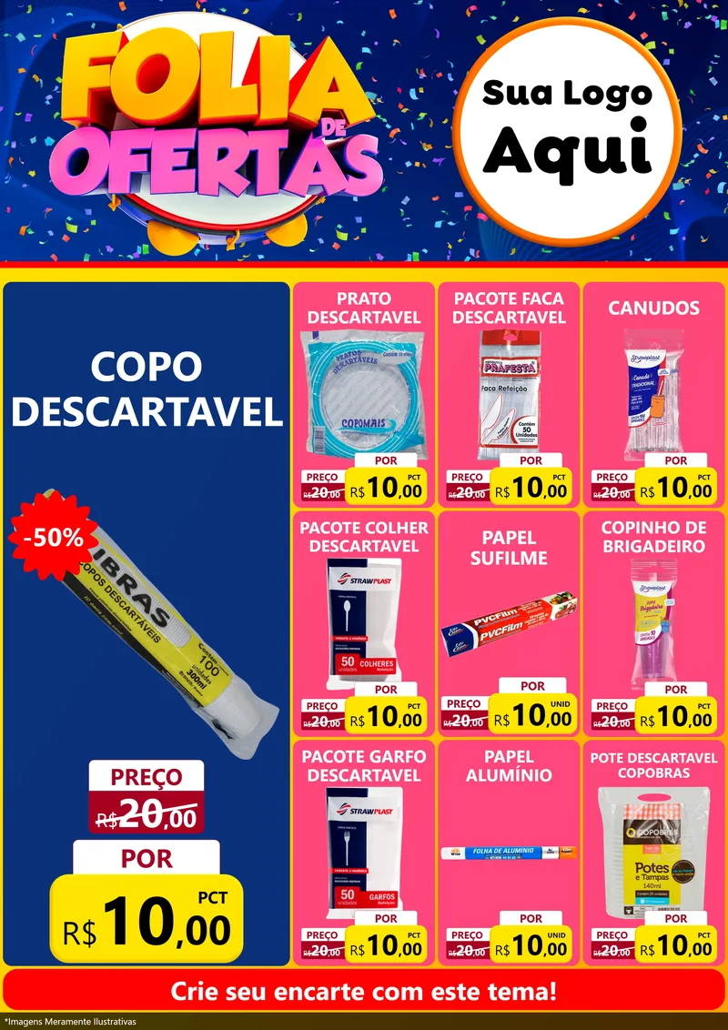 Modelo de Encarte para Encarte A4 Vertical com o tema Folia de Ofertas para Embalagens