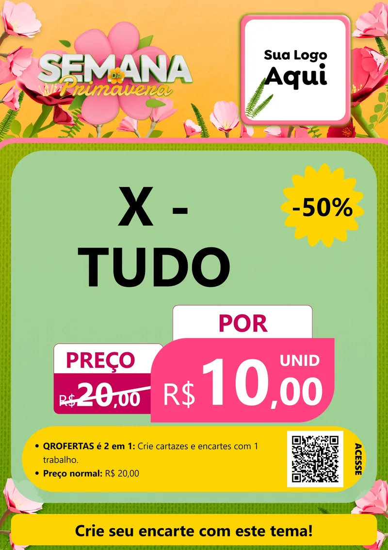 Modelo de Cartaz para Cartaz A4 Vertical com o tema Semana da Primavera para Hamburgueria