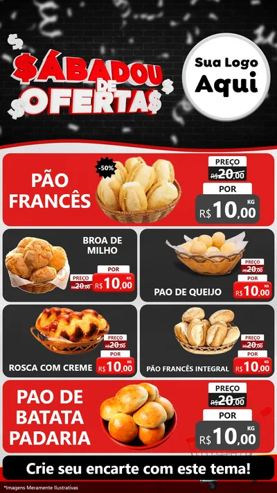 Modelo de TV para TV Vertical com o tema Sabadou de Ofertas para Padaria