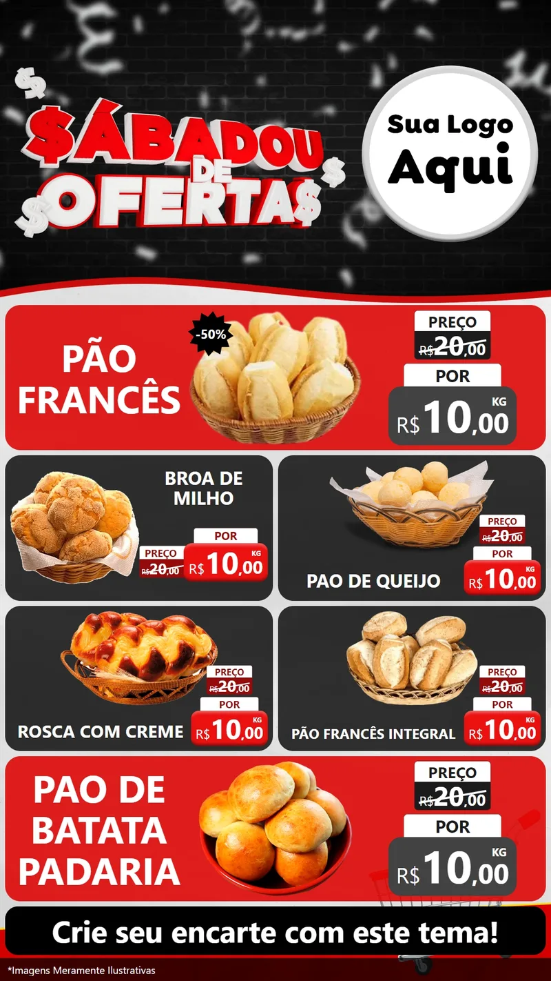 Modelo de TV para TV Vertical com o tema Sabadou de Ofertas para Padaria