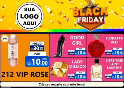 Modelo de Encarte para Encarte A4 Horizontal com o tema Black Friday para Perfumes
