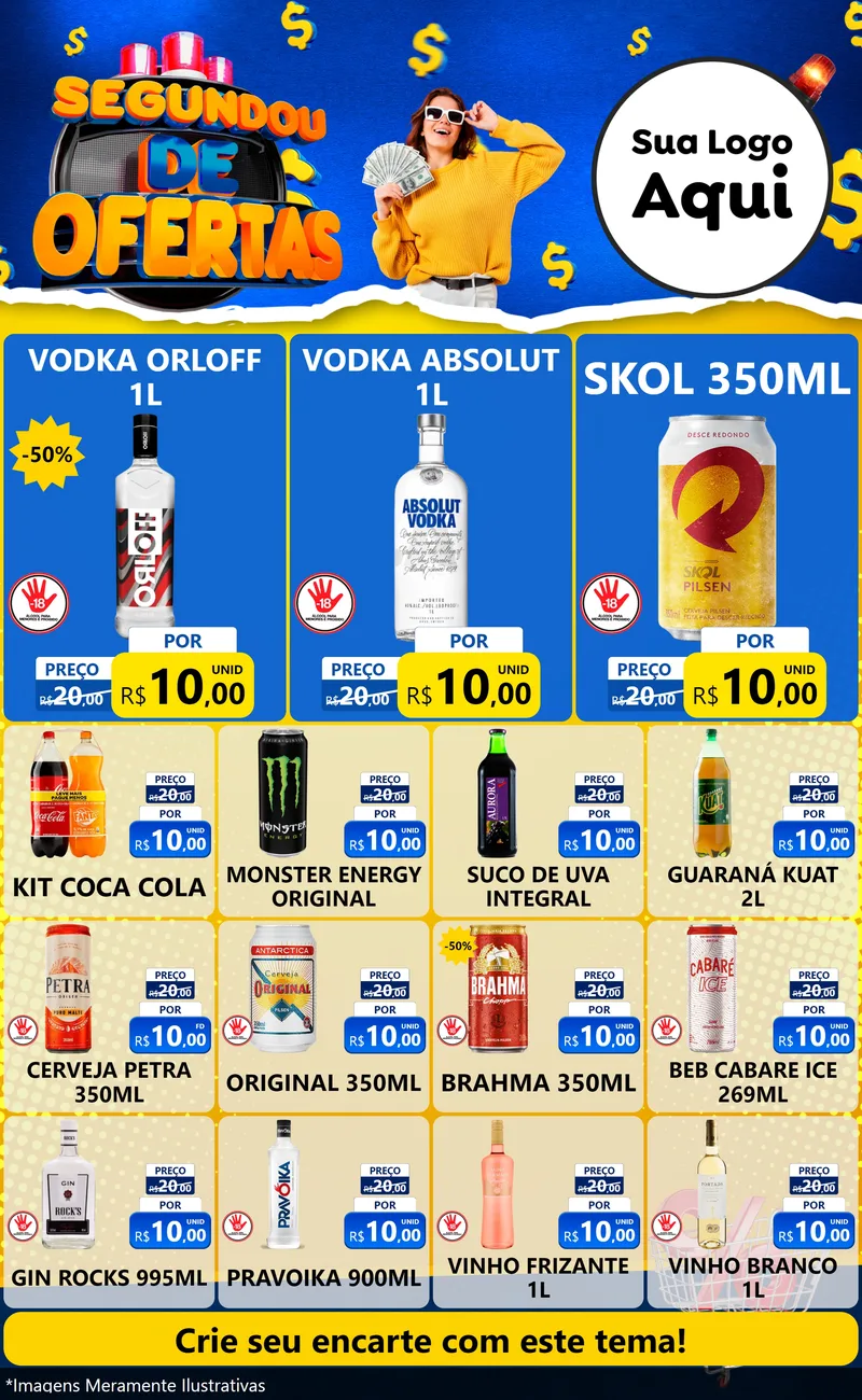 Modelo de Encarte para Encarte Grande com o tema Segundou de Ofertas para Distribuidora de bebidas