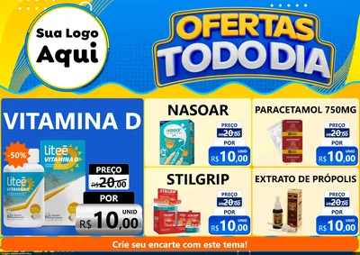 Modelo de Encarte para Encarte A4 Horizontal com o tema Ofertas Todo Dia para Farmácia