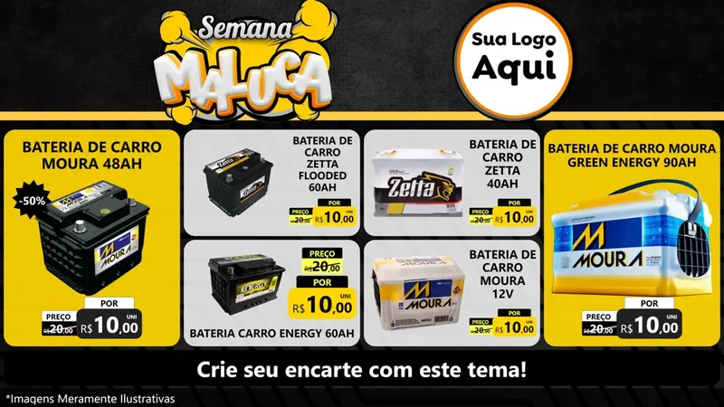 Modelo de TV para TV Horizontal com o tema Semana Maluca para Baterias Elétricas