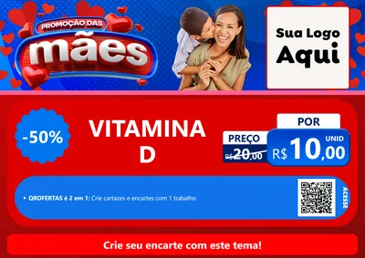 Modelo de Cartaz para Cartaz A4 Horizontal com o tema Promoção das Mães para Farmácia