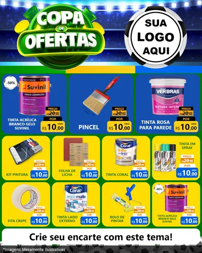 Modelo de Rede Social para Feed Instagram com o tema Copa de Ofertas para Tintas e Ferramentas