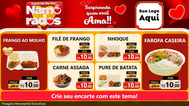 Modelo de TV para TV Horizontal com o tema Especial Dia dos Namorados para Restaurante