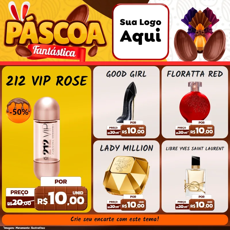 Modelo de Rede Social para Feed Facebook com o tema Páscoa Fantástica para Perfumes