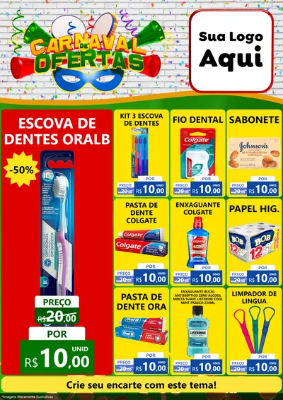 Modelo de Encarte para Encarte A4 Vertical com o tema Carnaval de Ofertas para Higiene Pessoal