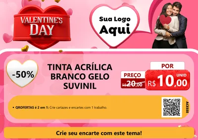 Modelo de Cartaz para Cartaz A4 Horizontal com o tema Valentine's Day para Tintas e Ferramentas