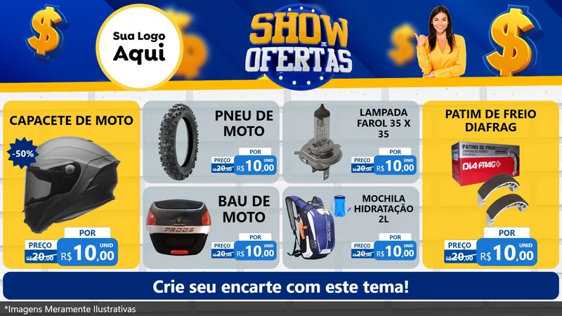 Modelo de TV para TV Horizontal com o tema Show de Ofertas para Moto peças